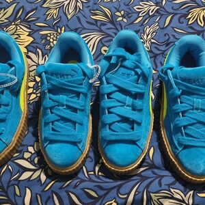 Fenty X Puma Kids Turquoise Blue Sneakers with Gum Sole